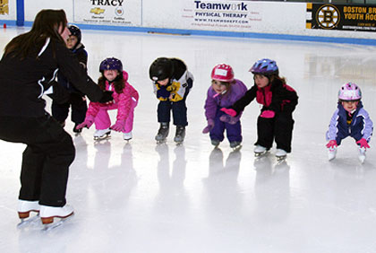 Children learning to ice skate