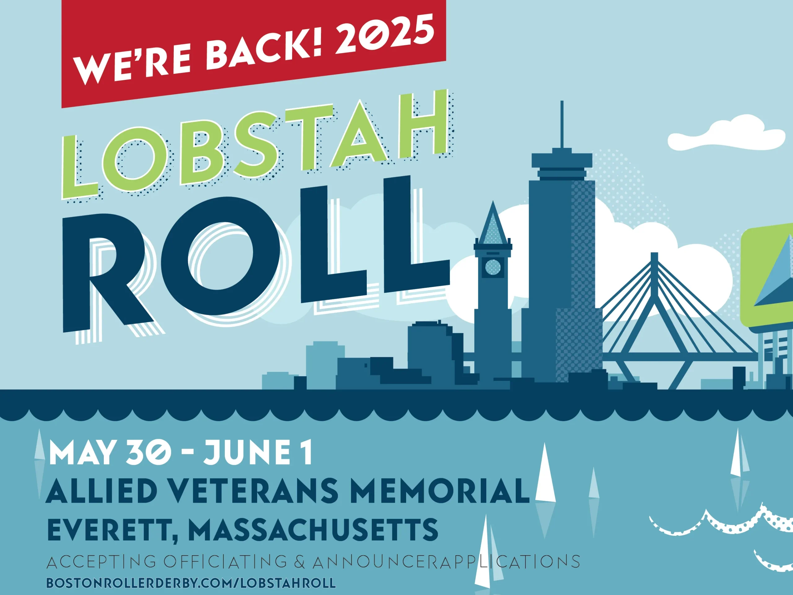 Flyer for Lobstah Roll 2025. May 30 through June 1 at Allied Veterans Memorial in Everett, Massachusetts.