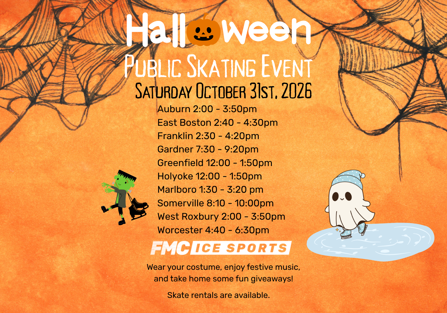 Halloween Public Skate Saturday the 31st